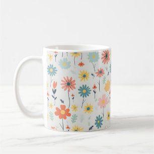 可愛いカラフル花柄 コーヒーマグカップ
