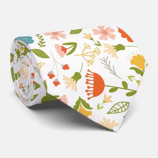 可愛いカラフル花柄 ネクタイ (ロール)