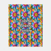 可愛いカラフル花柄 フリースブランケット (正面)