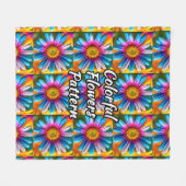 可愛いカラフル花柄 フリースブランケット (正面(横))