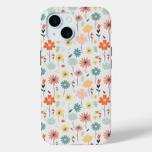 可愛いカラフル花柄 Case-Mate iPhoneケース (裏面)