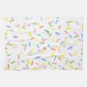 可愛いカラフル虹の水色ふりかけるおもしろい キッチンタオル (横)