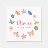 可愛いカラフル蝶の誕生日パーティー スタンダードカクテルナプキン (正面)