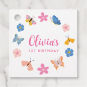 可愛いカラフル蝶の誕生日パーティー フェイバータグ (正面)