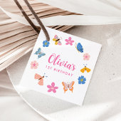 可愛いカラフル蝶の誕生日パーティー フェイバータグ