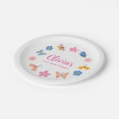 可愛いカラフル蝶の誕生日パーティー ペーパープレート (アングル)