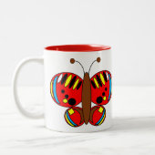 可愛いカラフル蝶マグカップ – 小さな亀の甲 ツートーンマグカップ (左)