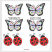 可愛いカラフル蝶ラディバグあなたのテキストはこちら シール (シート)