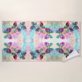 可愛いカラフル蝶 ビーチタオル (正面)