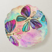 可愛いカラフル蝶 ラウンドクッション (裏面)