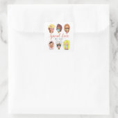 可愛いカラフル衣服マスクがウイルスではなく愛を広げる スクエアシール (バッグ)