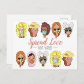 可愛いカラフル衣服マスクがウイルスではなく愛を広げる ポストカード (正面/裏面)