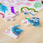 可愛いカラフル装飾花模様 ジグソーパズル (側面)