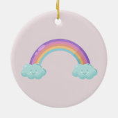 可愛いカラフル雲の傘誕生日カード セラミックオーナメント (裏面)
