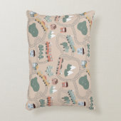 可愛いカラフル電車で子どもたちを追うパターン アクセントクッション (正面(垂直))