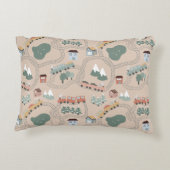 可愛いカラフル電車で子どもたちを追うパターン アクセントクッション (裏面)