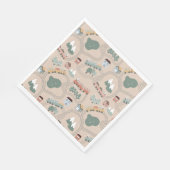 可愛いカラフル電車で子どもたちを追うパターン スタンダードランチョンナプキン (角)