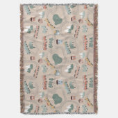 可愛いカラフル電車で子どもたちを追うパターン スローブランケット (正面縦)