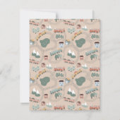 可愛いカラフル電車で子どもたちを追うパターン ノートカード (裏面)