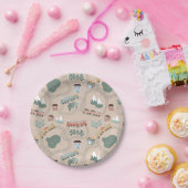 可愛いカラフル電車で子どもたちを追うパターン ペーパープレート (パーティー)