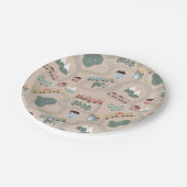 可愛いカラフル電車で子どもたちを追うパターン ペーパープレート (アングル)