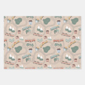 可愛いカラフル電車で子どもたちを追うパターン ラッピングペーパーシート (正面3)