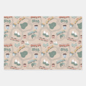 可愛いカラフル電車で子どもたちを追うパターン ラッピングペーパーシート (正面2)