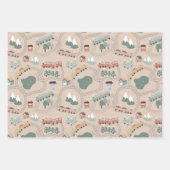 可愛いカラフル電車で子どもたちを追うパターン ラッピングペーパーシート (正面)