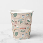 可愛いカラフル電車で子どもたちを追うパターン 紙コップ (裏面)