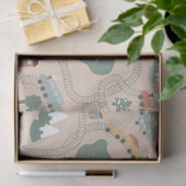 可愛いカラフル電車で子どもたちを追うパターン 薄葉紙 (ギフト)