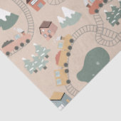 可愛いカラフル電車で子どもたちを追うパターン 薄葉紙 (詳細)