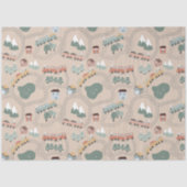 可愛いカラフル電車で子どもたちを追うパターン 薄葉紙 (正面)