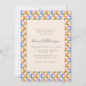 可愛いカラフル青モダン幾何学赤ちゃんシャワー 招待状 (正面)