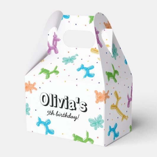 可愛いカラフル風船の動物の誕生日パーティー フェイバーボックス (正面サイド)