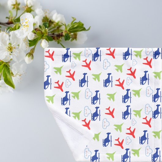 可愛いカラフル飛行機と雲の飛行士おもしろい ウォッシュタオル