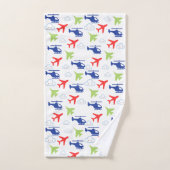可愛いカラフル飛行機と雲の飛行士おもしろい ハンドタオル (ハンドタオル)