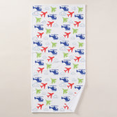 可愛いカラフル飛行機と雲の飛行士おもしろい バスタオル (バスタオル)