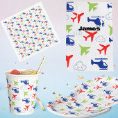 可愛いカラフル飛行機&雲飛び機 ペーパープレート