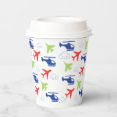 可愛いカラフル飛行機&雲飛び機 紙コップ (裏面)