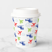 可愛いカラフル飛行機&雲飛び機 紙コップ (正面)