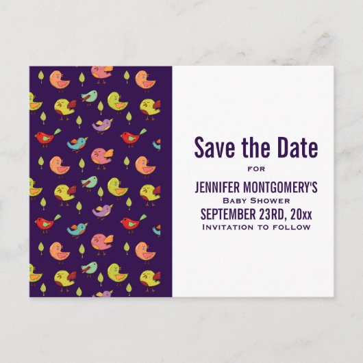 可愛いカラフル鳥パタお洒落ーン赤ちゃんシャワー ポストカード (正面)