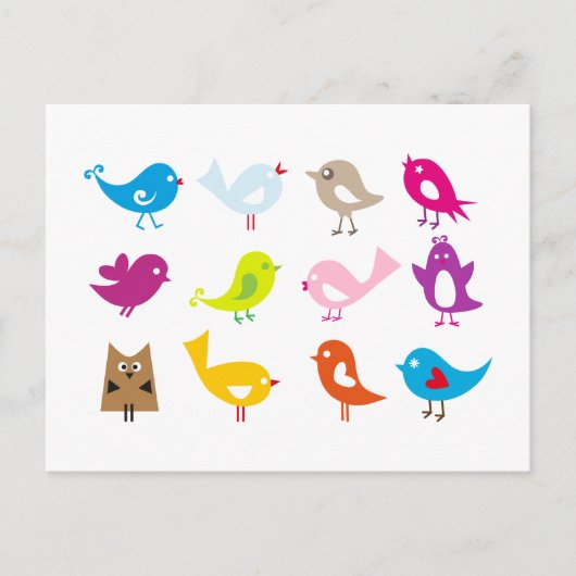 可愛いカラフル鳥 ポストカード (正面)