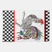 可愛いカラフル鶏のキッチンタオル キッチンタオル (横)