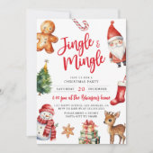 可愛いカラフルJingle & Mingleキッズクリスマスパーティー 招待状 (正面)