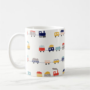 可愛いカラートレインのシームレスパターン コーヒーマグカップ