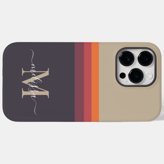 可愛いカラーブロックでカスタマイズストライプ可能なモノグラム Case-Mate iPhoneケース (裏面 (横))