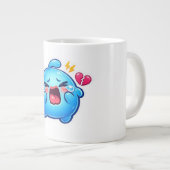 可愛いカワイイ悲しい青いスライムの涙と壊れたハート ジャンボコーヒーマグカップ (正面右)