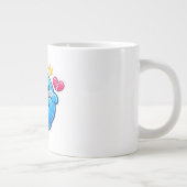 可愛いカワイイ悲しい青いスライムの涙と壊れたハート ジャンボコーヒーマグカップ (右)