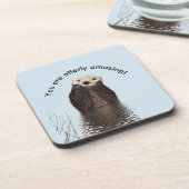 可愛いカワウソおもしろいと見事なプリン コースター (左側)