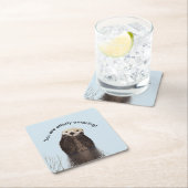 可愛いカワウソおもしろいと見事なプリン スクエアペーパーコースター (インサイチュ)